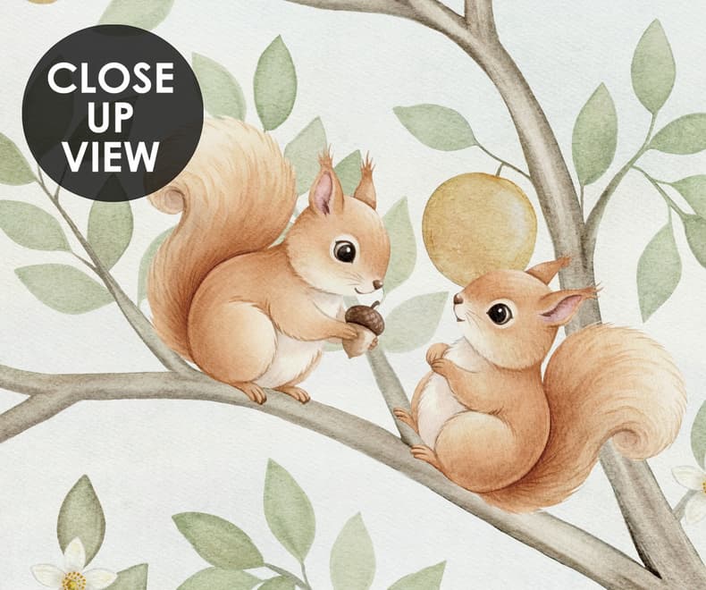 Kids Soft Pastel Forest Animals Wallpaper Mural