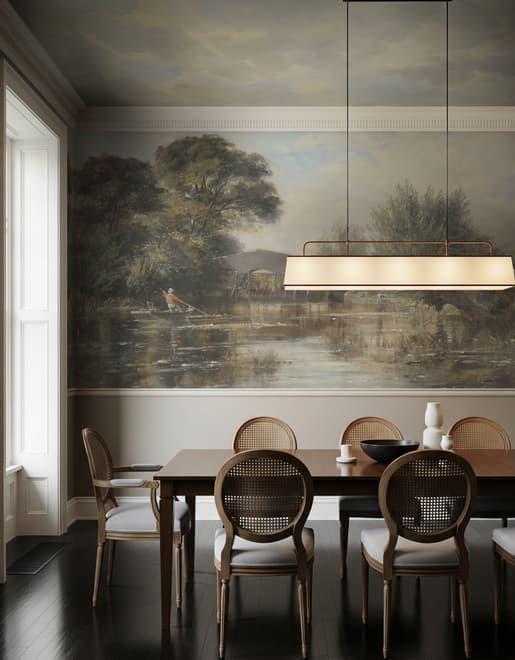 Rustic Riverside Landscape Wallpaper Mural