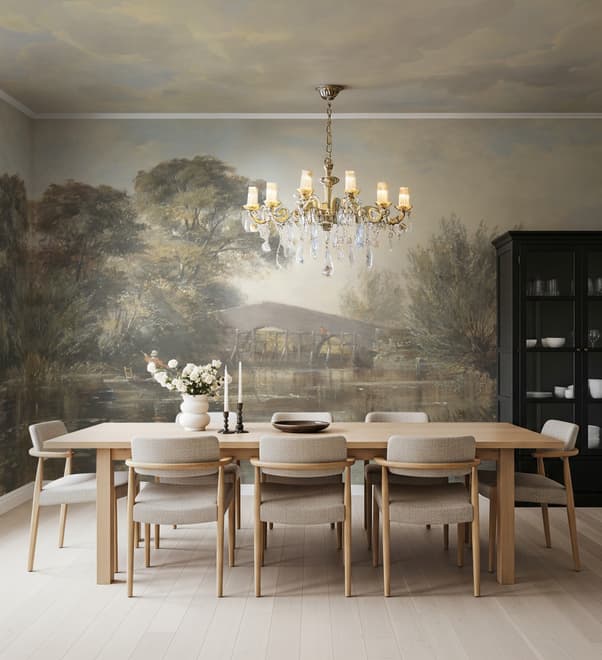Rustic Riverside Landscape Wallpaper Mural