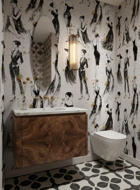 Modern Fashion Women Sketch Wallpaper Mural