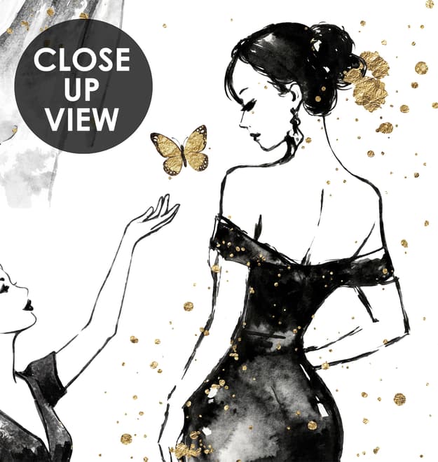 Modern Fashion Women Sketch Wallpaper Mural