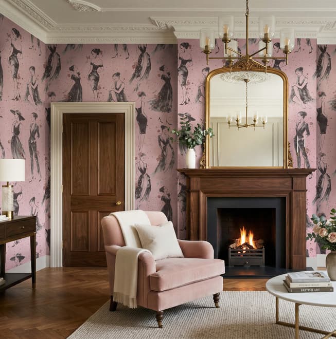 Modern Fashion Women Sketch Wallpaper Mural