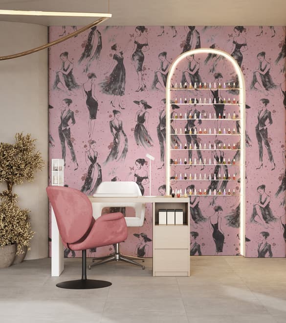 Modern Fashion Women Sketch Wallpaper Mural