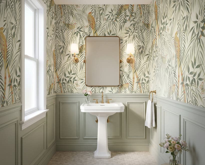 Watercolor Tropical Bird Garden Wallpaper Mural