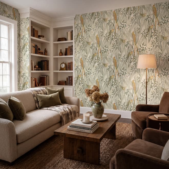 Watercolor Tropical Bird Garden Wallpaper Mural
