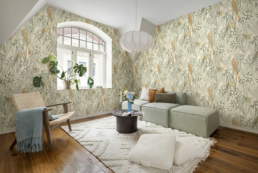 Watercolor Tropical Bird Garden Wallpaper Mural