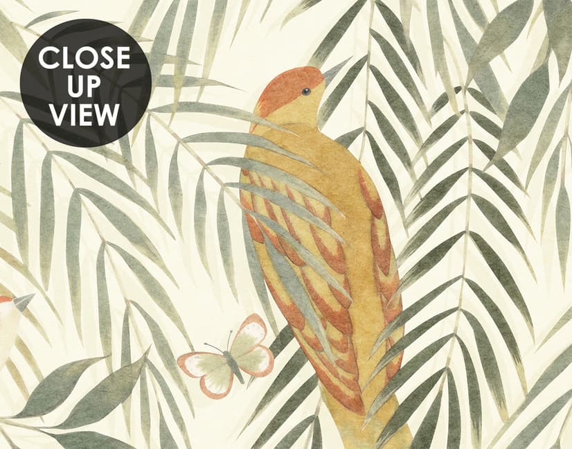 Watercolor Tropical Bird Garden Wallpaper Mural