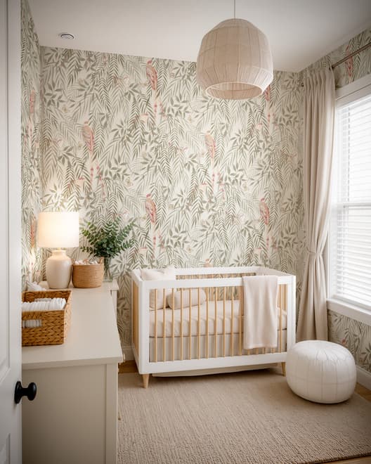 Watercolor Tropical Bird Garden Wallpaper Mural