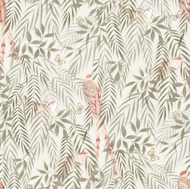 Watercolor Tropical Bird Garden Wallpaper Mural