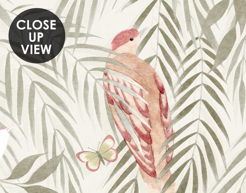 Watercolor Tropical Bird Garden Wallpaper Mural