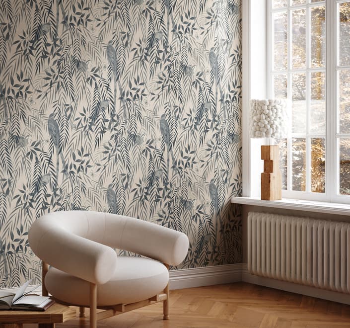 Watercolor Tropical Bird Garden Wallpaper Mural