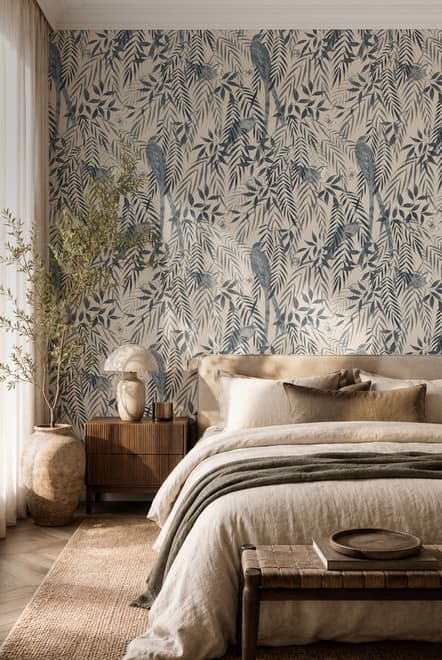 Watercolor Tropical Bird Garden Wallpaper Mural