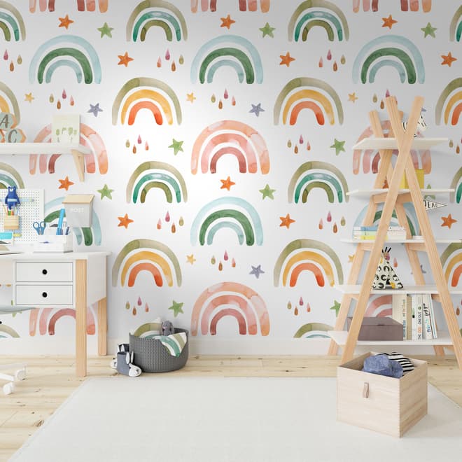 Kinder Bunte Regenbogen mit Tropfen Fototapete