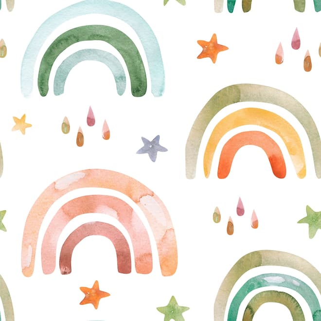 Kids Colorful Rainbow with Drops Wallpaper Mural