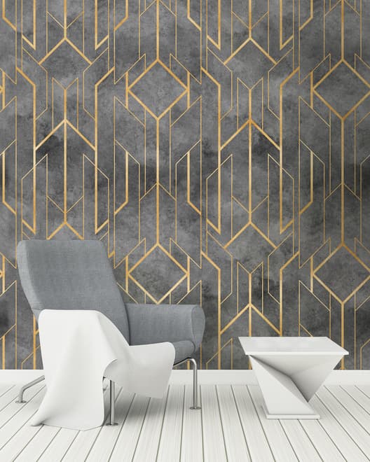 Rhombus Geometric Lines Art Deco Wallpaper Mural