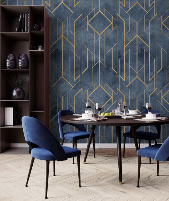 Rhombus Geometric Lines Art Deco Wallpaper Mural