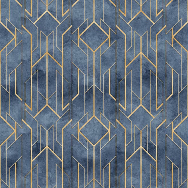 Rhombus Geometric Lines Art Deco Wallpaper Mural