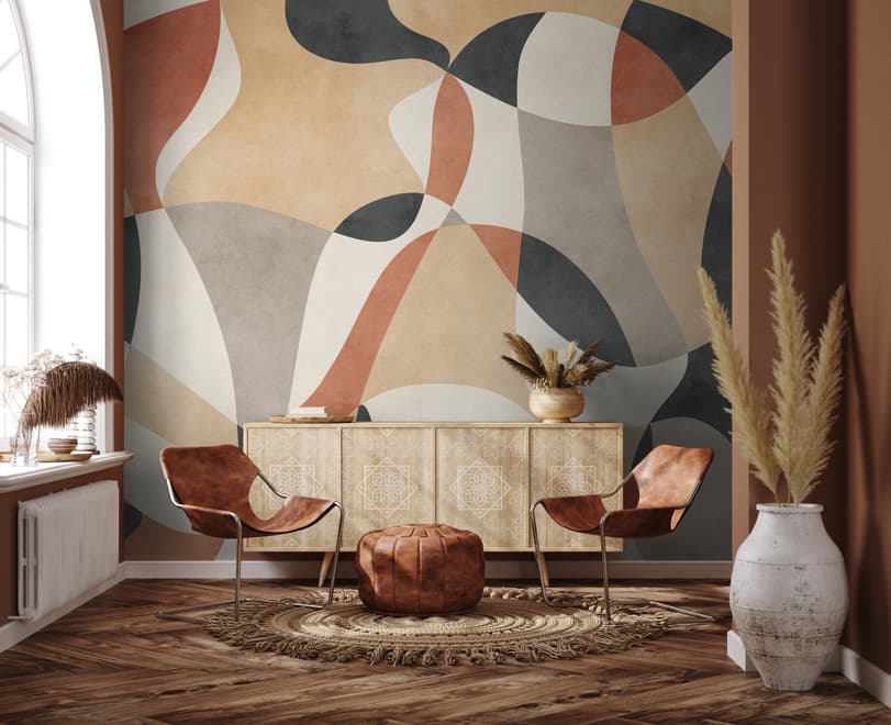 Boho Geometric Abstract Art Wallpaper Mural