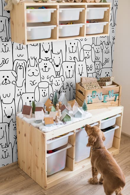 Cute Dog Face Pattern for Kids Wallpaper Mural