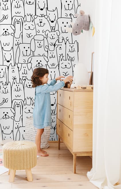Cute Dog Face Pattern for Kids Wallpaper Mural