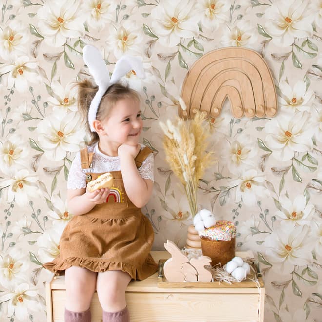 Soft Magnolia Floral Wallpaper Mural