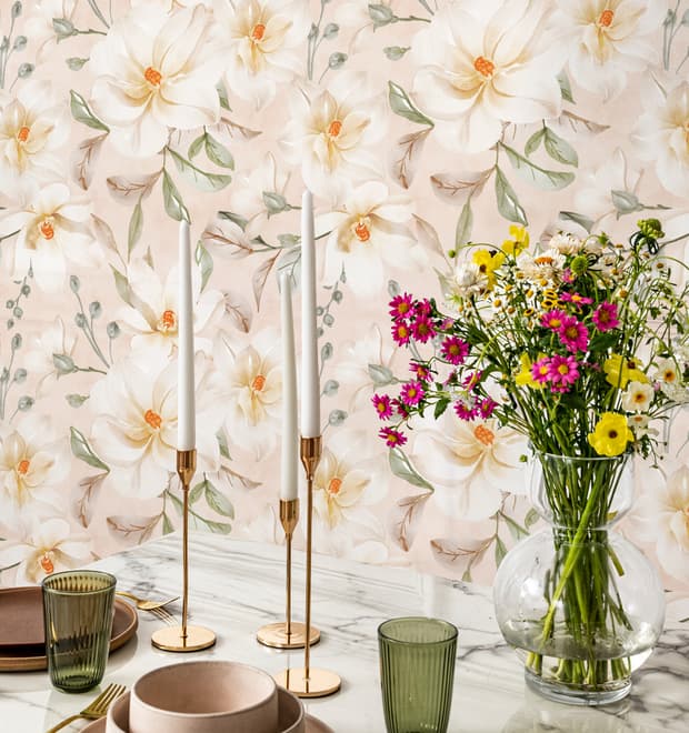 Soft Magnolia Floral Wallpaper Mural