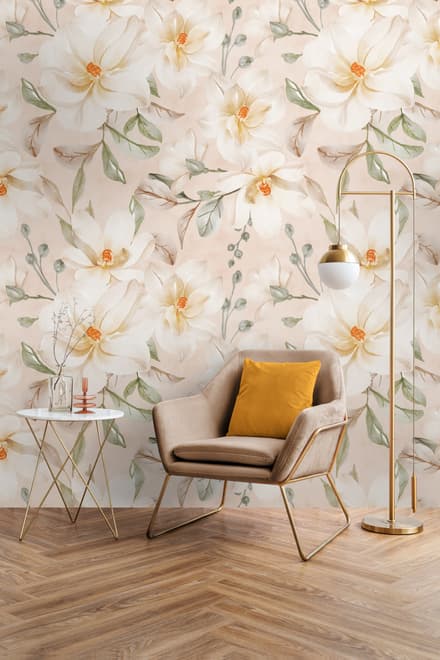 Soft Magnolia Floral Wallpaper Mural