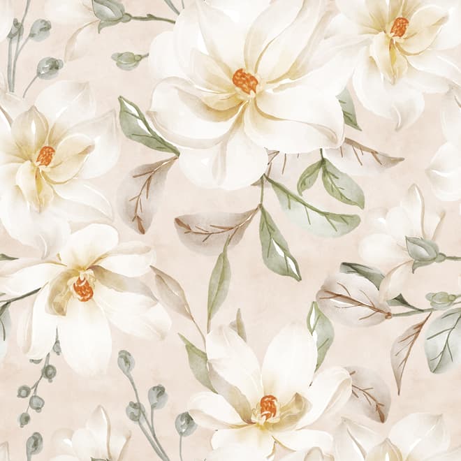 Soft Magnolia Floral Wallpaper Mural