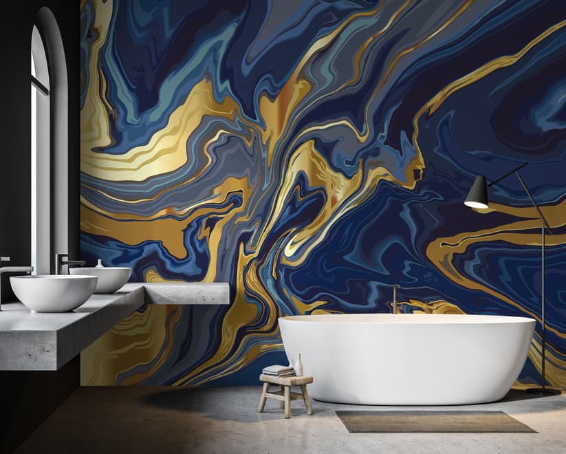 Liquid Abstract Marble Art Blue Gradient Wallpaper Mural