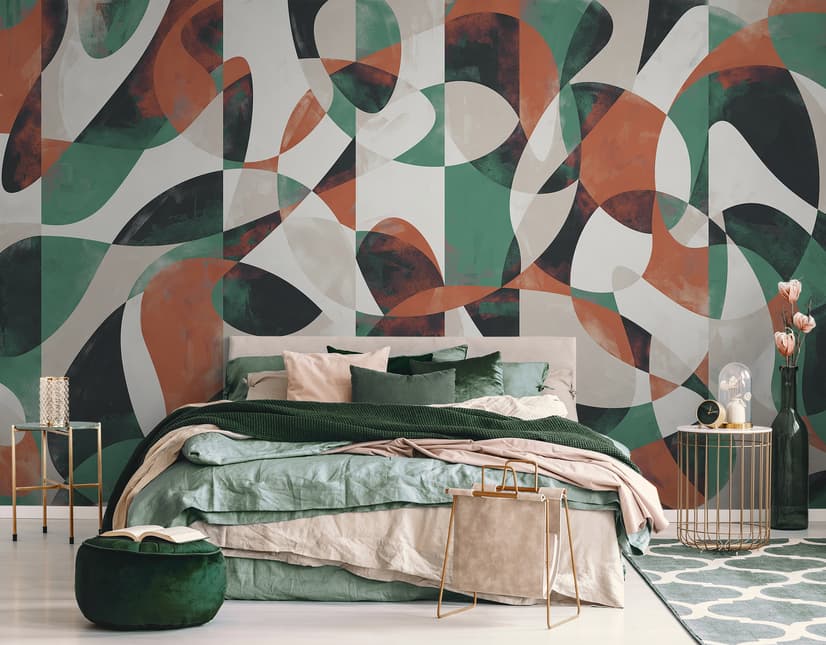 Modern Abstract Art with Retro Colorful Geometric Wallpaper Mural