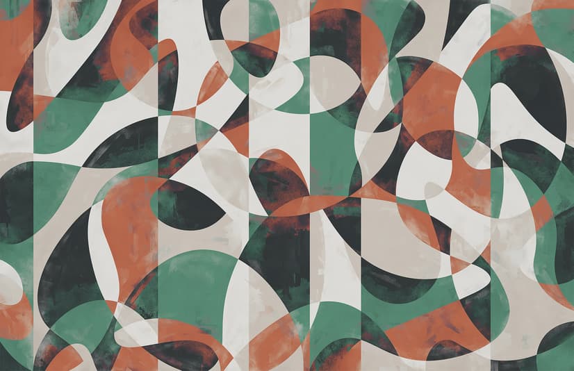 Modern Abstract Art with Retro Colorful Geometric Wallpaper Mural