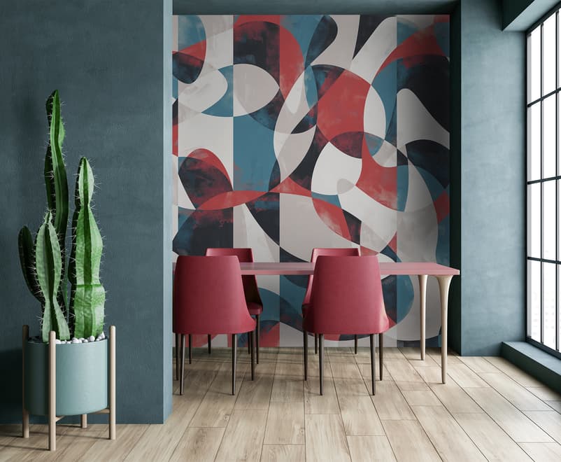 Modern Abstract Art with Retro Colorful Geometric Wallpaper Mural