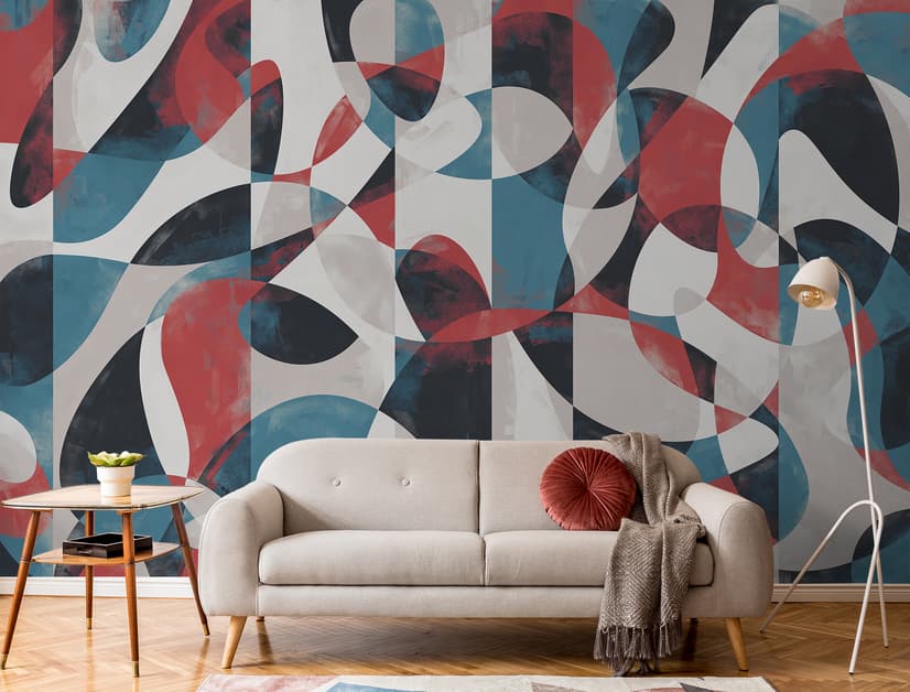 Modern Abstract Art with Retro Colorful Geometric Wallpaper Mural