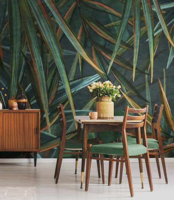 Dark Tropical Exotic Palm Leaf Wallpaper Mural