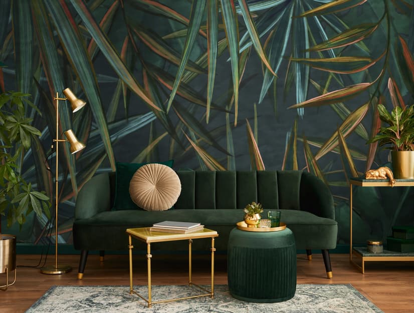 Dark Tropical Exotic Palm Leaf Wallpaper Mural