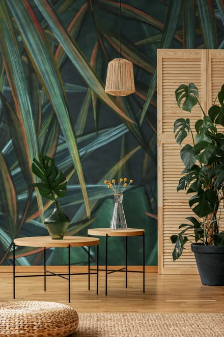 Dark Tropical Exotic Palm Leaf Wallpaper Mural
