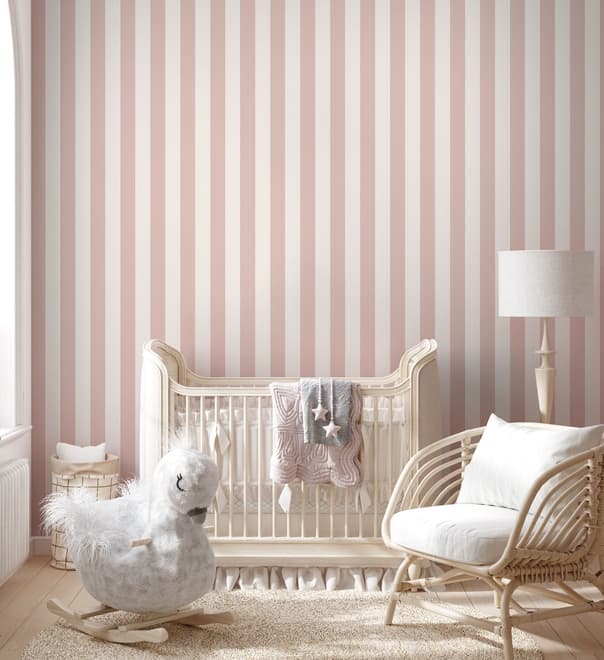 Soft Blue/Pink Stripe Lines for Kids Nursery Wallpaper Mural