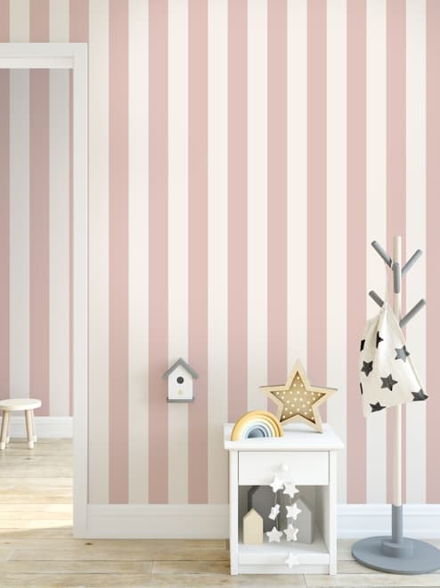 Soft Blue/Pink Stripe Lines for Kids Nursery Wallpaper Mural
