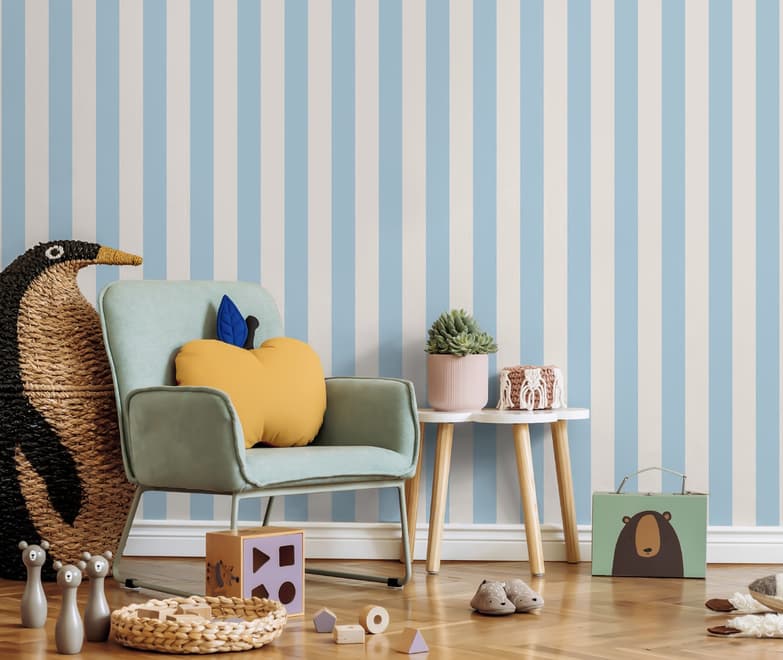 Soft Blue/Pink Stripe Lines for Kids Nursery Wallpaper Mural