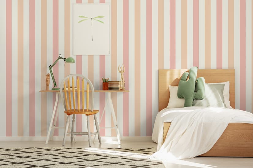 Soft Blue/Pink Stripe Lines for Kids Nursery Wallpaper Mural