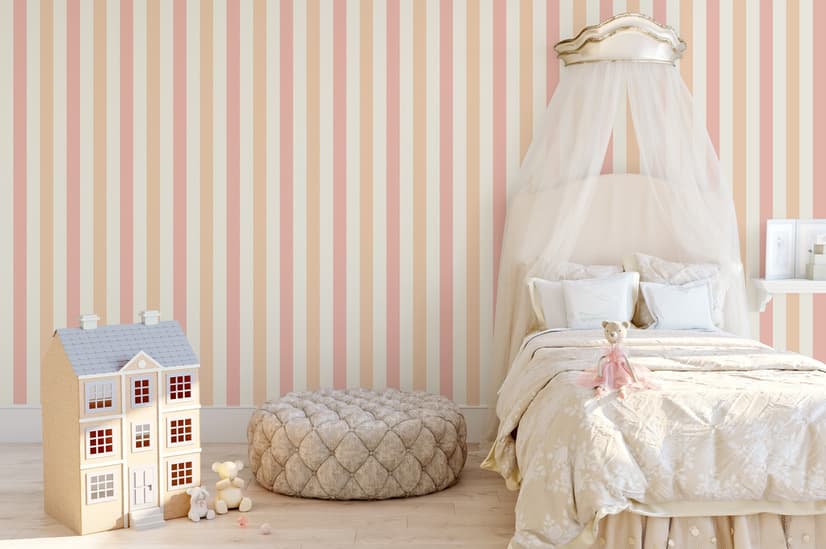 Soft Blue/Pink Stripe Lines for Kids Nursery Wallpaper Mural