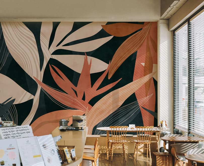 Tropical Foliage Leaves Art Wallpaper Mural