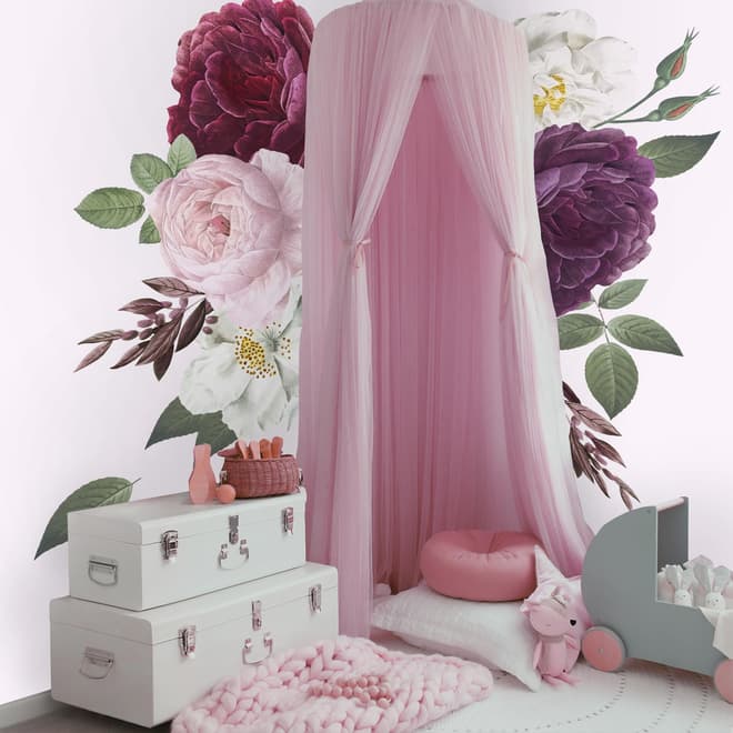 Pivoine colorée et marguerite blanche Bouqets floraux Stickers muraux