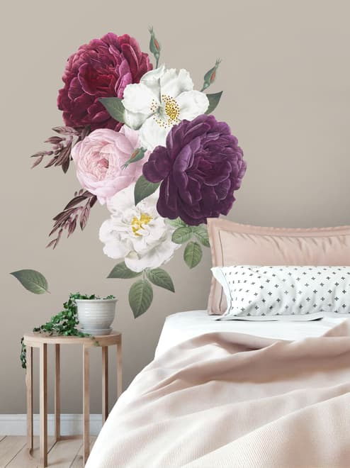 Pivoine colorée et marguerite blanche Bouqets floraux Stickers muraux