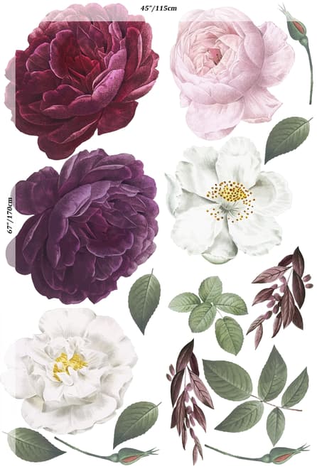 Pivoine colorée et marguerite blanche Bouqets floraux Stickers muraux