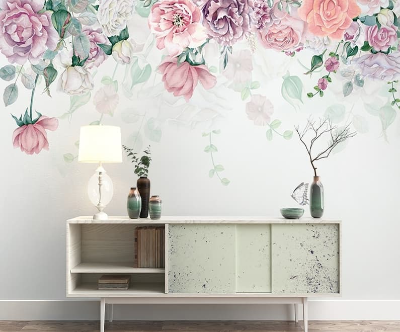 Vintage Peony Flowers Wallpaper Mural