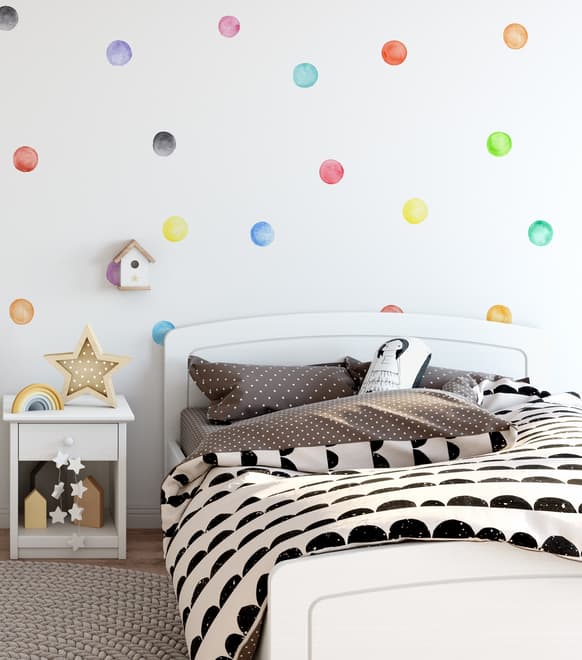 Kinder Aquarell Bunte Punkte Wandtattoo