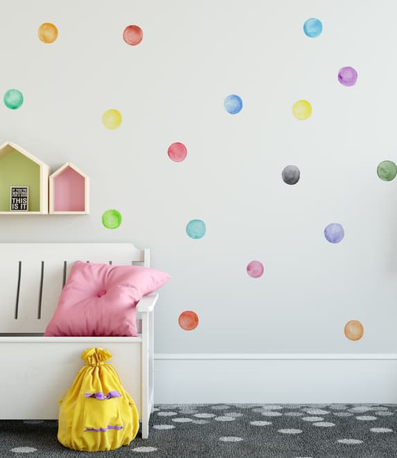 Kinder Aquarell Bunte Punkte Wandtattoo