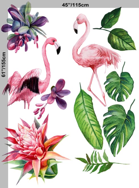 Tropical Protea Floral with Flamingo Wall Decal Sticker