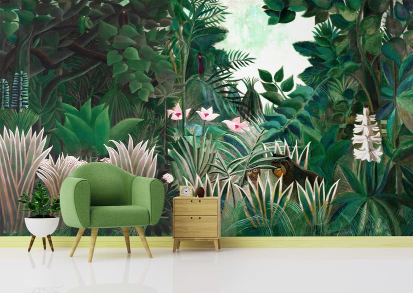 Exotic Forest Painting Landscape Wallpaper Mural